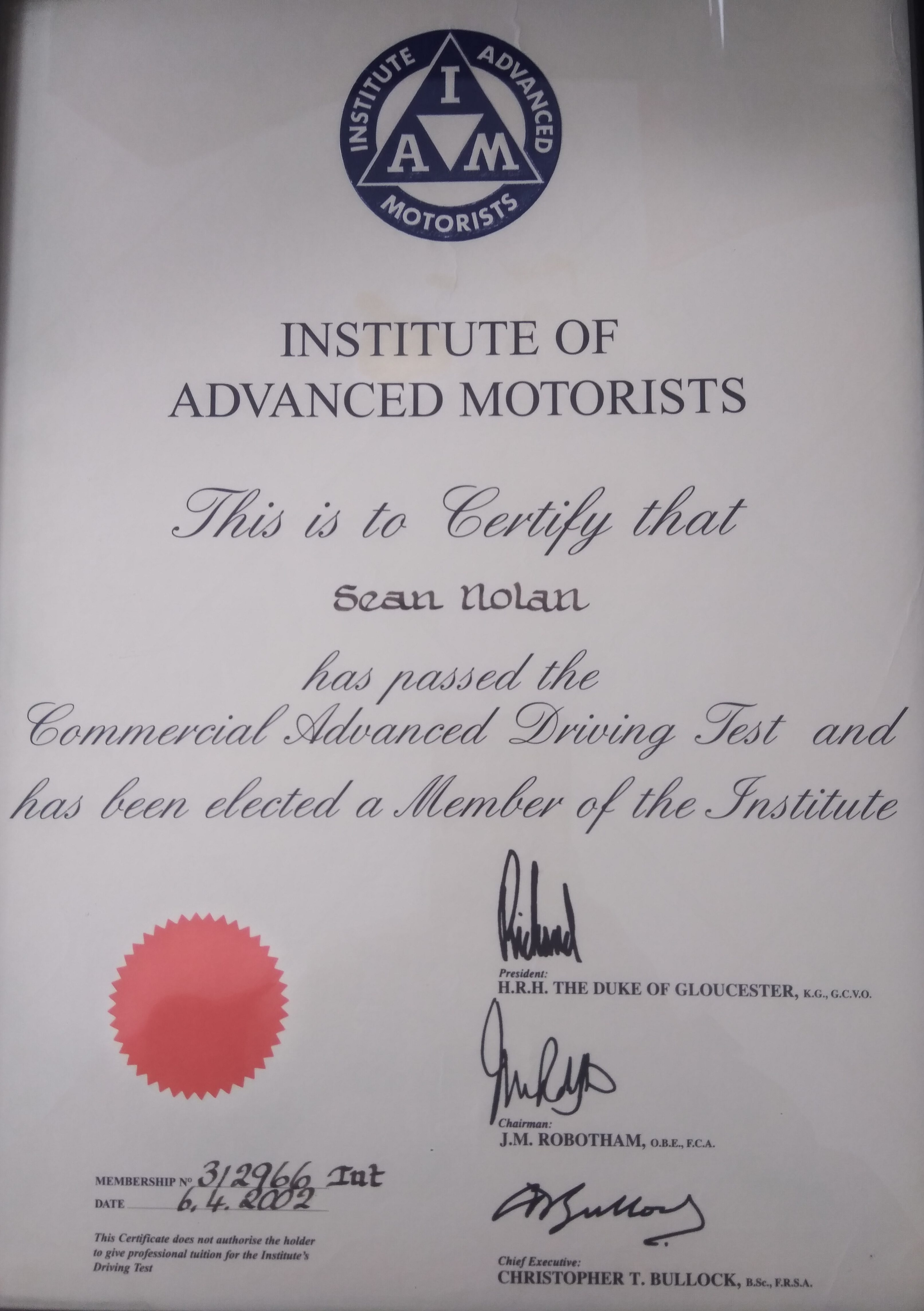 institute of advanced motorists certificate
